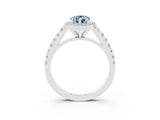 White gold Pear Cut Halo Diamond Ring with Pavé Band and Three-Prong Setting_27