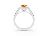 White gold Pear Cut Halo Diamond Ring with Pavé Band and Three-Prong Setting_27