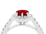 White gold Pear Cut Halo Diamond Ring with Pavé Band and Three-Prong Setting_28