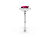 White gold Pear Cut Halo Diamond Ring with Pavé Band and Three-Prong Setting_2