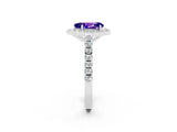 White gold Pear Cut Halo Diamond Ring with Pavé Band and Three-Prong Setting_2