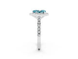 White gold Pear Cut Halo Diamond Ring with Pavé Band and Three-Prong Setting_2