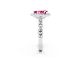 White gold Pear Cut Halo Diamond Ring with Pavé Band and Three-Prong Setting_2