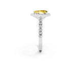 White gold Pear Cut Halo Diamond Ring with Pavé Band and Three-Prong Setting_2