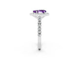 White gold Pear Cut Halo Diamond Ring with Pavé Band and Three-Prong Setting_2