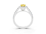 White gold Pear Cut Halo Diamond Ring with Pavé Band and Three-Prong Setting_3