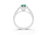 White gold Pear Cut Halo Diamond Ring with Pavé Band and Three-Prong Setting_3