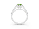 White gold Pear Cut Halo Diamond Ring with Pavé Band and Three-Prong Setting_3