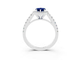 White gold Pear Cut Halo Diamond Ring with Pavé Band and Three-Prong Setting_3