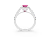 White gold Pear Cut Halo Diamond Ring with Pavé Band and Three-Prong Setting_3