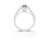 White gold Pear Cut Halo Diamond Ring with Pavé Band and Three-Prong Setting_3