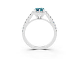 White gold Pear Cut Halo Diamond Ring with Pavé Band and Three-Prong Setting_3