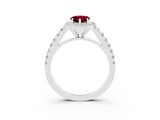 White gold Pear Cut Halo Diamond Ring with Pavé Band and Three-Prong Setting_3