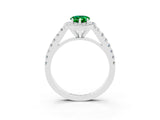 White gold Pear Cut Halo Diamond Ring with Pavé Band and Three-Prong Setting_3