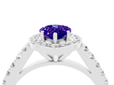 White gold Pear Cut Halo Diamond Ring with Pavé Band and Three-Prong Setting_4