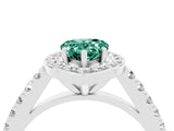 White gold Pear Cut Halo Diamond Ring with Pavé Band and Three-Prong Setting_4