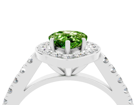 White gold Pear Cut Halo Diamond Ring with Pavé Band and Three-Prong Setting_4