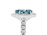White gold Pear Cut Halo Diamond Ring with Pavé Band and Three-Prong Setting_5
