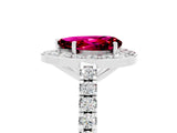 White gold Pear Cut Halo Diamond Ring with Pavé Band and Three-Prong Setting_5