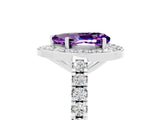 White gold Pear Cut Halo Diamond Ring with Pavé Band and Three-Prong Setting_5