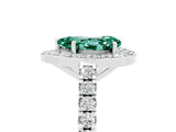 White gold Pear Cut Halo Diamond Ring with Pavé Band and Three-Prong Setting_5
