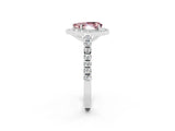 White gold Pear Cut Halo Diamond Ring with Pavé Band and Three-Prong Setting_8