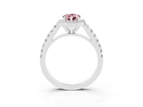 White gold Pear Cut Halo Diamond Ring with Pavé Band and Three-Prong Setting_9