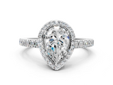 White gold Pear Cut Halo Diamond Ring with Pave Band and Four-Prong Setting_49