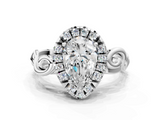 White gold Pear Cut Halo Diamond Ring with Scrollwork Band and Four-Prong Setting_57