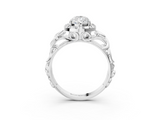 White gold Pear Cut Halo Diamond Ring with Scrollwork Band and Four-Prong Setting_60