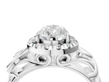 White gold Pear Cut Halo Diamond Ring with Scrollwork Band and Four-Prong Setting_61
