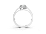 White gold Pear Cut Halo Diamond Ring with Solitaire Band and Prong Setting_10