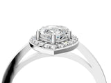 White gold Pear Cut Halo Diamond Ring with Solitaire Band and Prong Setting_11