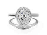 White gold Pear Cut Halo Diamond Ring with Solitaire Band and Prong Setting_7