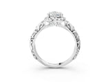 White gold Pear Cut Halo Diamond Solitaire with Filigree Band and Four-Prong Setting_10