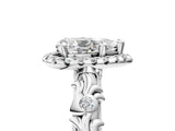 White gold Pear Cut Halo Diamond Solitaire with Filigree Band and Four-Prong Setting_12