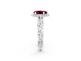 White gold Pear Cut Halo Diamond Solitaire with Filigree Band and Four-Prong Setting_2
