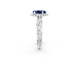 White gold Pear Cut Halo Diamond Solitaire with Filigree Band and Four-Prong Setting_2