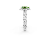 White gold Pear Cut Halo Diamond Solitaire with Filigree Band and Four-Prong Setting_2