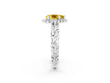 White gold Pear Cut Halo Diamond Solitaire with Filigree Band and Four-Prong Setting_2