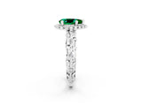 White gold Pear Cut Halo Diamond Solitaire with Filigree Band and Four-Prong Setting_2