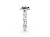 White gold Pear Cut Halo Diamond Solitaire with Filigree Band and Four-Prong Setting_2
