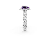 White gold Pear Cut Halo Diamond Solitaire with Filigree Band and Four-Prong Setting_2
