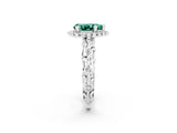 White gold Pear Cut Halo Diamond Solitaire with Filigree Band and Four-Prong Setting_2