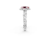 White gold Pear Cut Halo Diamond Solitaire with Filigree Band and Four-Prong Setting_2
