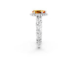 White gold Pear Cut Halo Diamond Solitaire with Filigree Band and Four-Prong Setting_2
