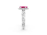 White gold Pear Cut Halo Diamond Solitaire with Filigree Band and Four-Prong Setting_2