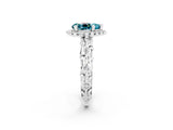 White gold Pear Cut Halo Diamond Solitaire with Filigree Band and Four-Prong Setting_2