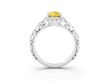 White gold Pear Cut Halo Diamond Solitaire with Filigree Band and Four-Prong Setting_3