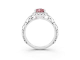 White gold Pear Cut Halo Diamond Solitaire with Filigree Band and Four-Prong Setting_3